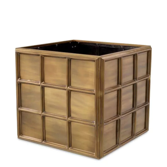 PLANTER GRID VINTAGE BRASS FINISH