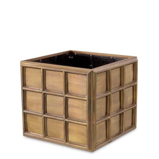 PLANTER GRID VINTAGE BRASS FINISH