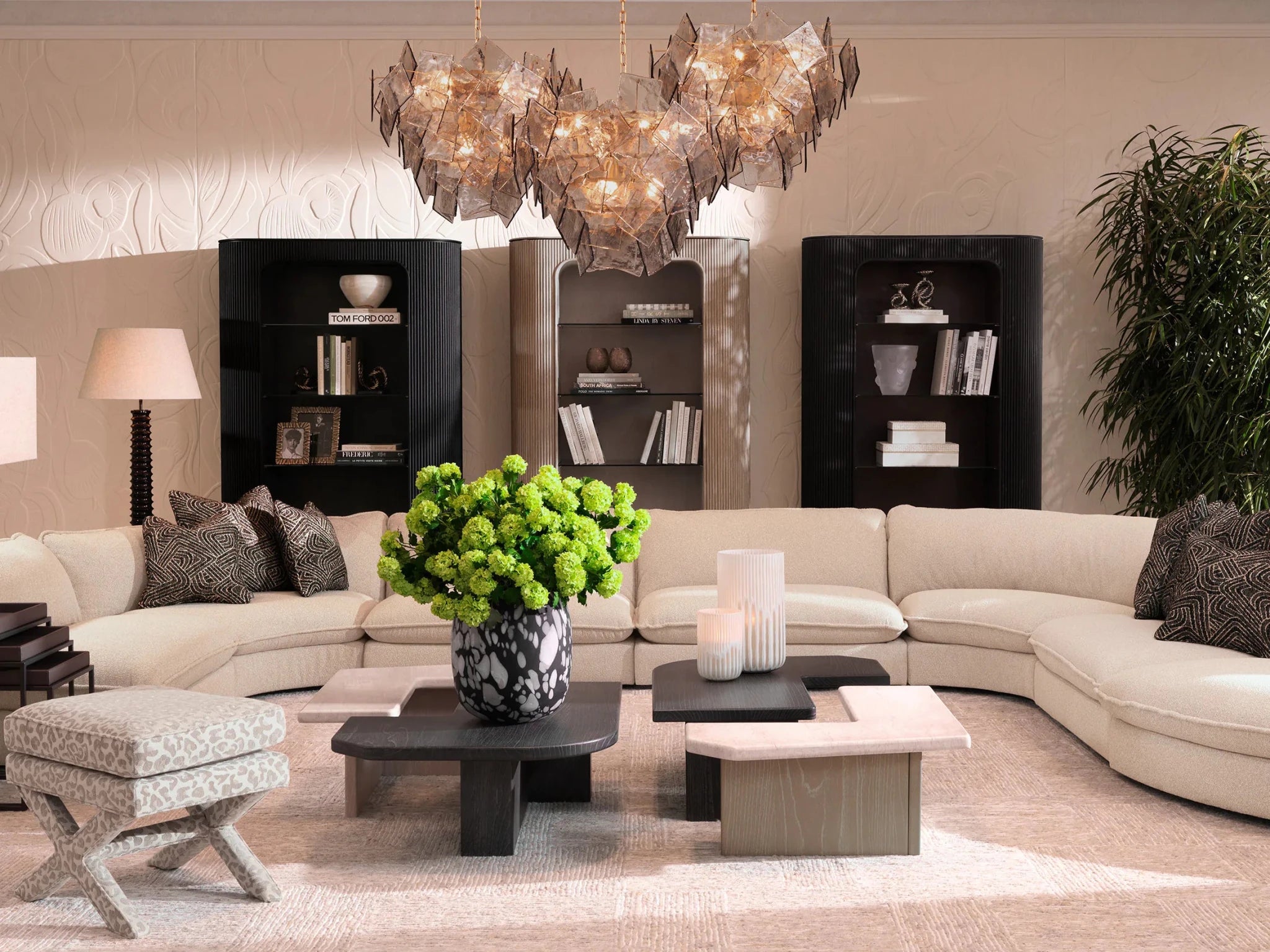 Luxury living room, modern interior design, designer furniture, elegant home décor