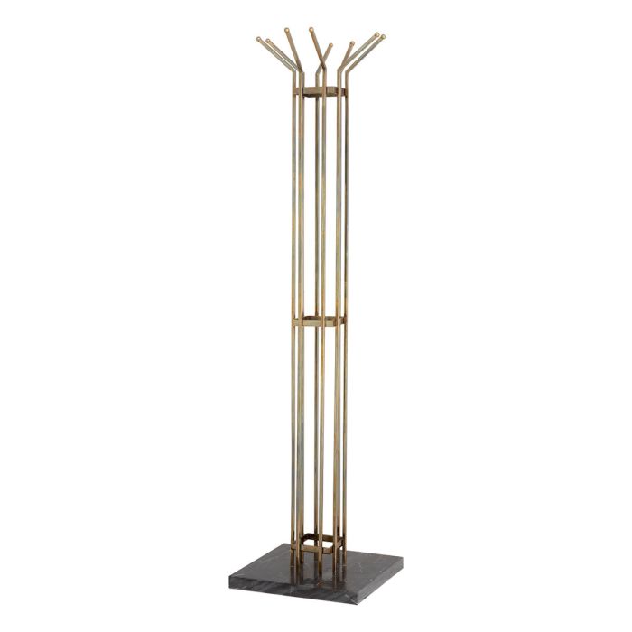 Volterra Coat Rack – elegant designer coat stand in brass finish, modern sculptural hallway furniture for luxury entryways, stylish freestanding coat hanger for contemporary interiors.