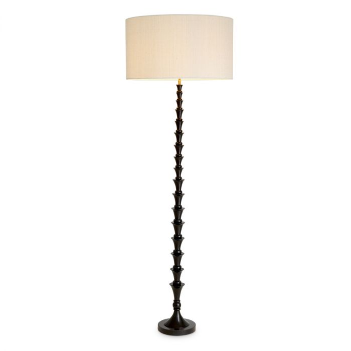 Floor Lamp Arabella in bordeaux red finish with silk-look shade