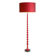 Floor Lamp Arabella in bordeaux red finish with silk-look shade
