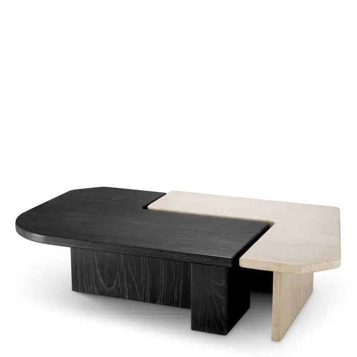 Luxury coffe table in travertine and wood by Eichholtz 