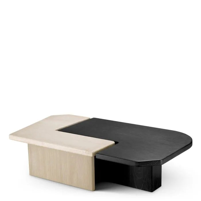 Luxury coffe table in travertine and wood by Eichholtz 