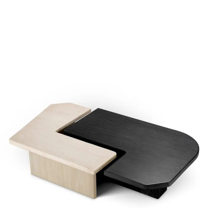 Luxury coffe table in travertine and wood by Eichholtz 