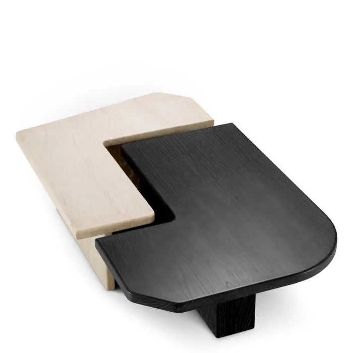 Luxury coffe table in travertine and wood by Eichholtz 