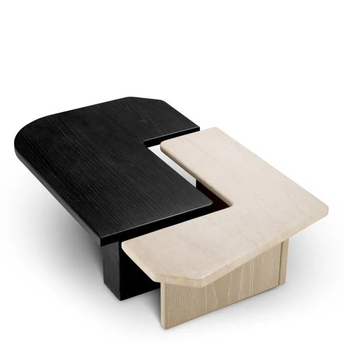 Luxury coffe table in travertine and wood by Eichholtz 