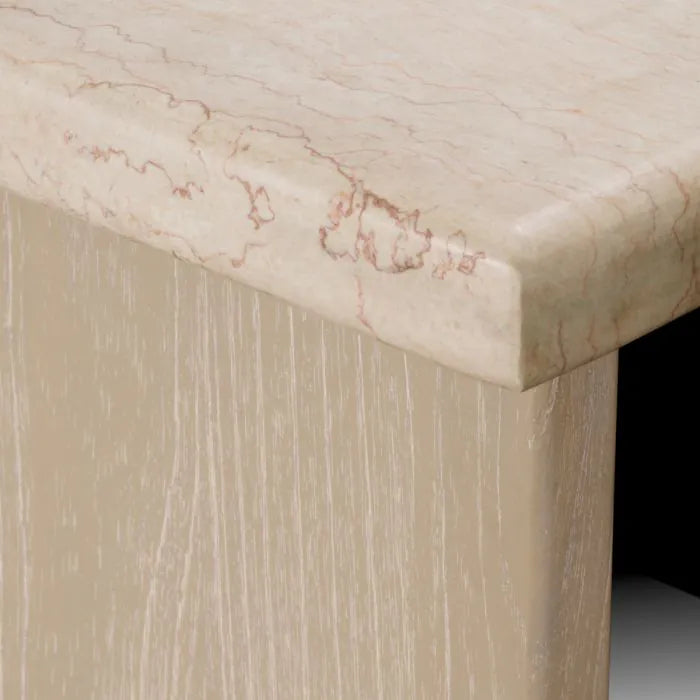 Luxury coffe table in travertine and wood by Eichholtz 