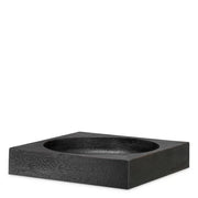 Eichholtz Bowl Boyd hand-cast in aluminium with bronze finish, featuring a square base and sculpted circular bowl