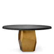 Eichholtz Dining Table Caldor with charcoal grey oak veneer top and sculptural brushed brass base
