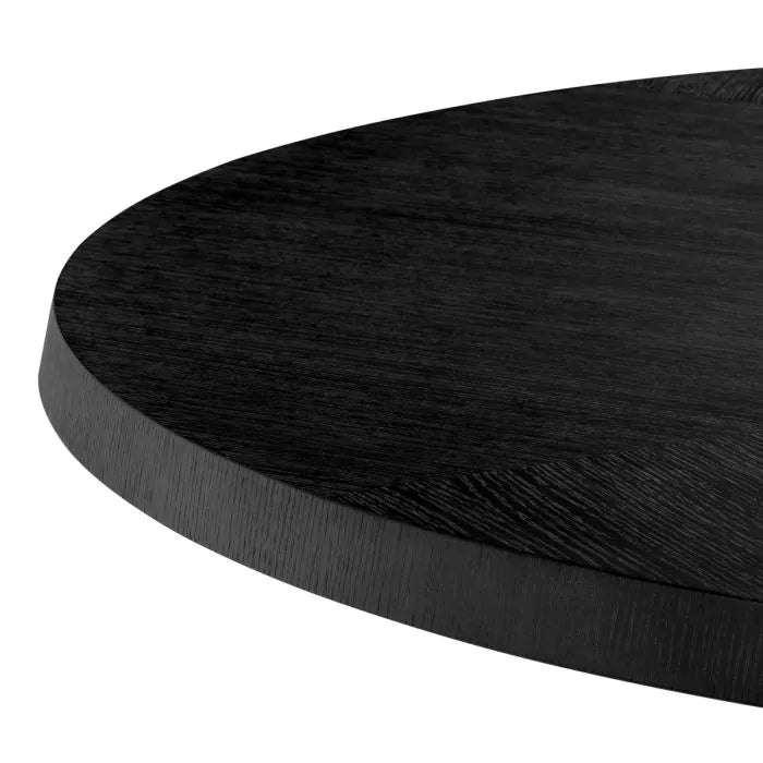 Eichholtz Dining Table Caldor with charcoal grey oak veneer top and sculptural brushed brass base