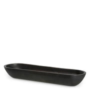 Eichholtz Bowl Hulton hand-cast in aluminium with rich bronze finish, featuring an elongated oval shape with softly curved edges