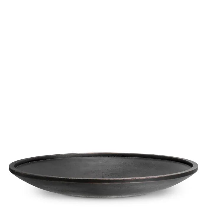 Eichholtz Bowl Memphite hand-cast with rich bronze finish, featuring an oversized wide shallow design with raised rim