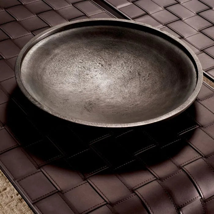 Eichholtz Bowl Memphite hand-cast with rich bronze finish, featuring an oversized wide shallow design with raised rim