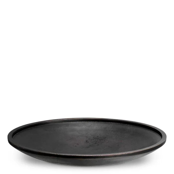 Eichholtz Bowl Memphite hand-cast with rich bronze finish, featuring an oversized wide shallow design with raised rim