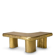 Eichholtz Coffee Table Bellington in textured vintage brass with organic curved top and sculptural cylindrical legs