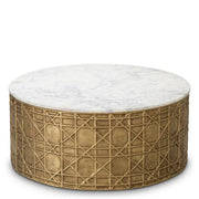 Eichholtz Coffee Table Laurenson with white marble top and vintage brass base