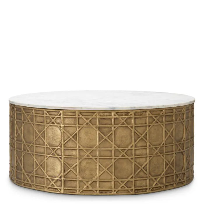 Eichholtz Coffee Table Laurenson with white marble top and vintage brass base