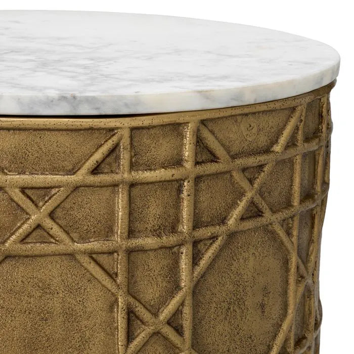 Eichholtz Coffee Table Laurenson with white marble top and vintage brass base