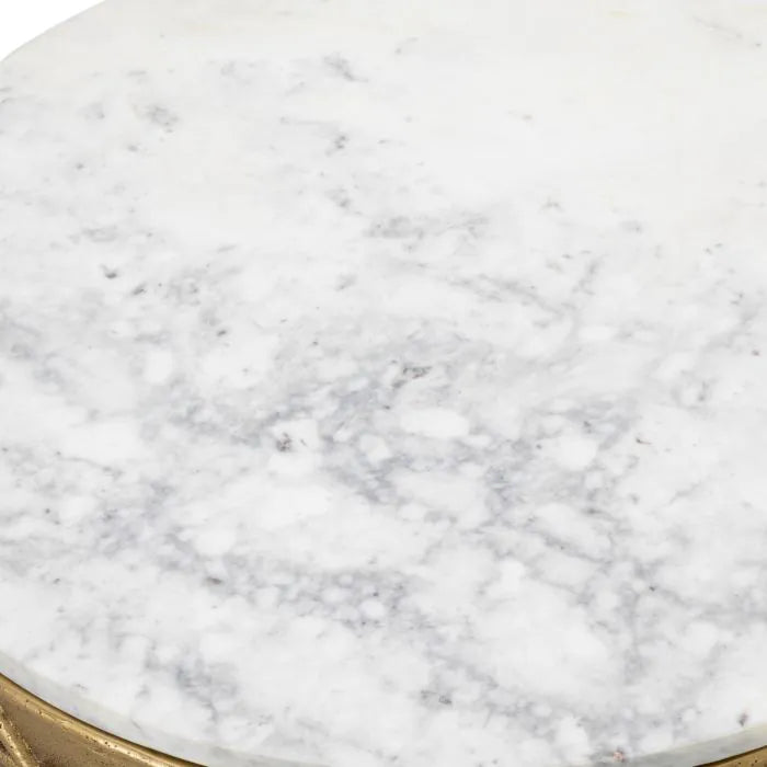 Eichholtz Coffee Table Laurenson with white marble top and vintage brass base
