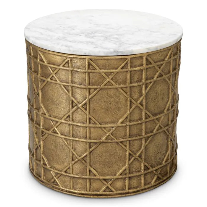 Eichholtz Side Table Laurenson with white marble top and vintage brass base