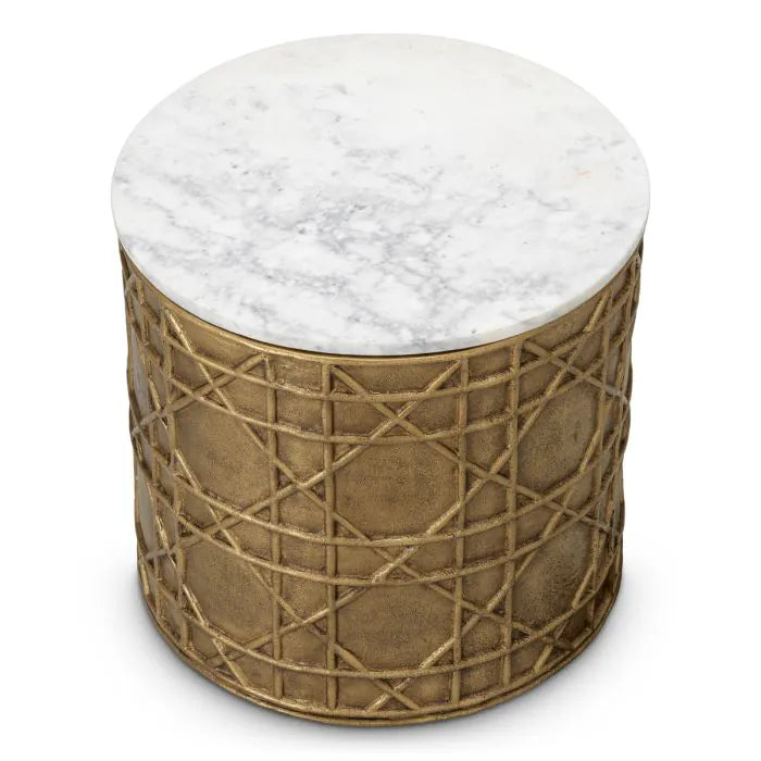 Eichholtz Side Table Laurenson with white marble top and vintage brass base