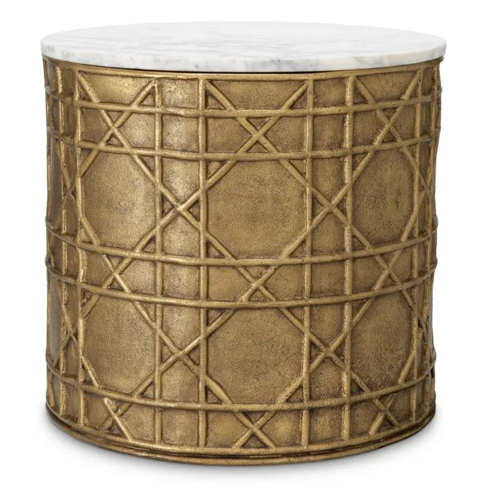 Eichholtz Side Table Laurenson with white marble top and vintage brass base