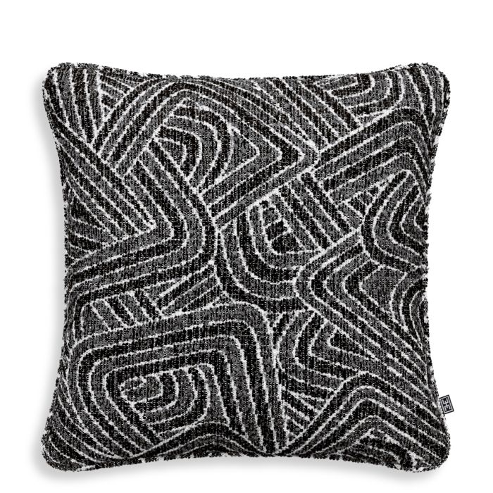 Fabric camari s cushion in black by Eichholtz 