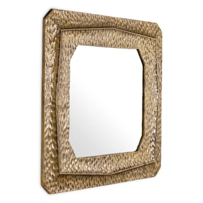 Eichholtz Mirror Thatcher with hand-cast textured vintage brass frame
