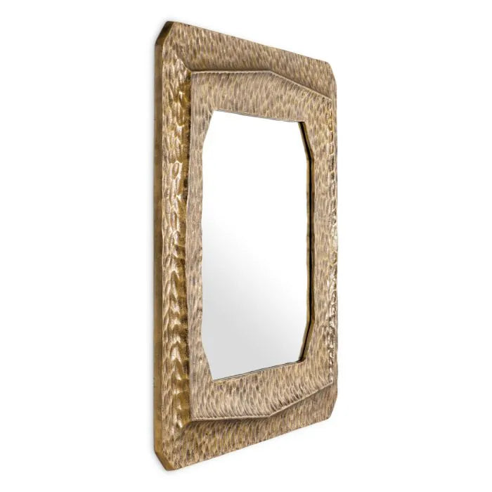 Eichholtz Mirror Thatcher with hand-cast textured vintage brass frame