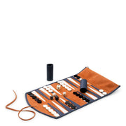 Eichholtz Backgammon Travel Set Monte Lago in blue leather and orange suede