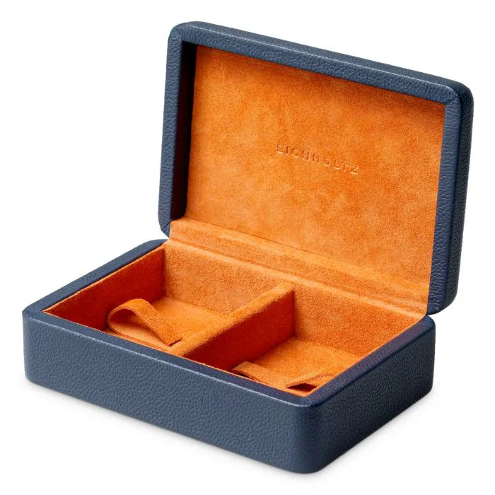 Eichholtz Deck Box The Ridges in blue leather with orange suede interior