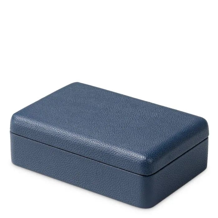 Eichholtz Deck Box The Ridges in blue leather with orange suede interior