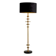 Eichholtz Floor Lamp Rosetti in vintage brass with black granite base and black fabric shade