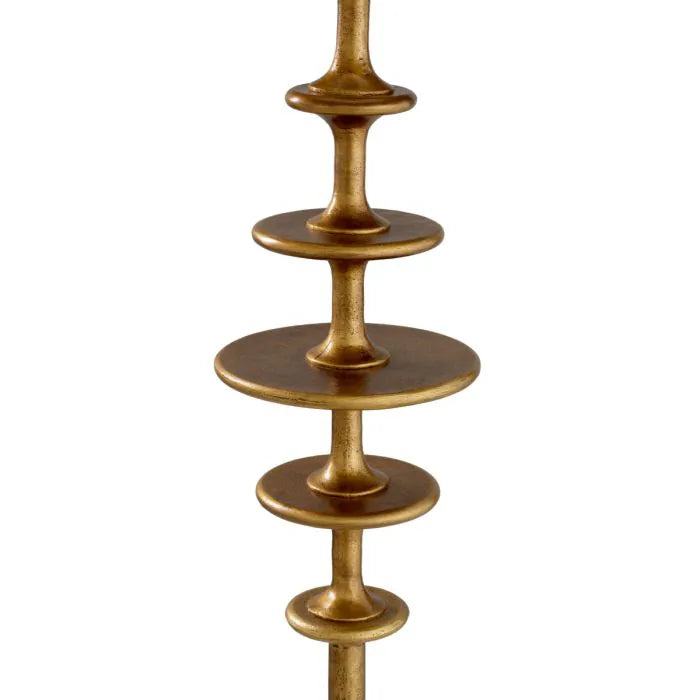 Eichholtz Floor Lamp Rosetti in vintage brass with black granite base and black fabric shade