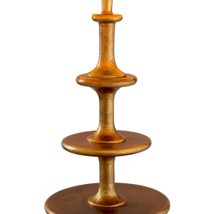 Eichholtz Floor Lamp Rosetti in vintage brass with black granite base and black fabric shade