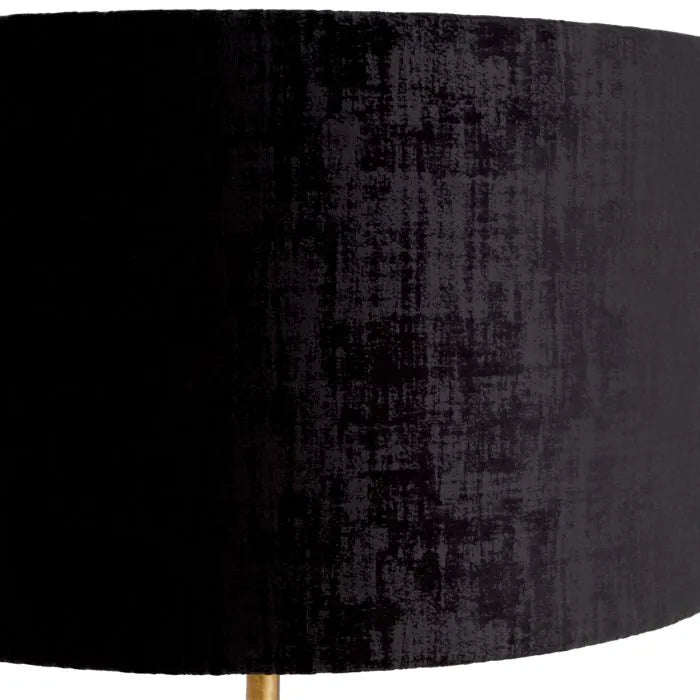 Eichholtz Floor Lamp Rosetti in vintage brass with black granite base and black fabric shade