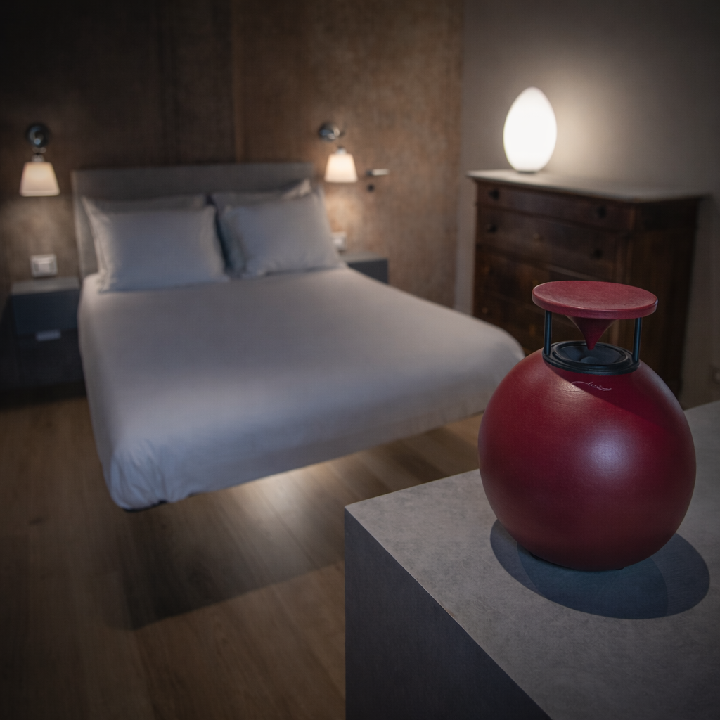 Luxury portable speaker in red clay by Dedalica 