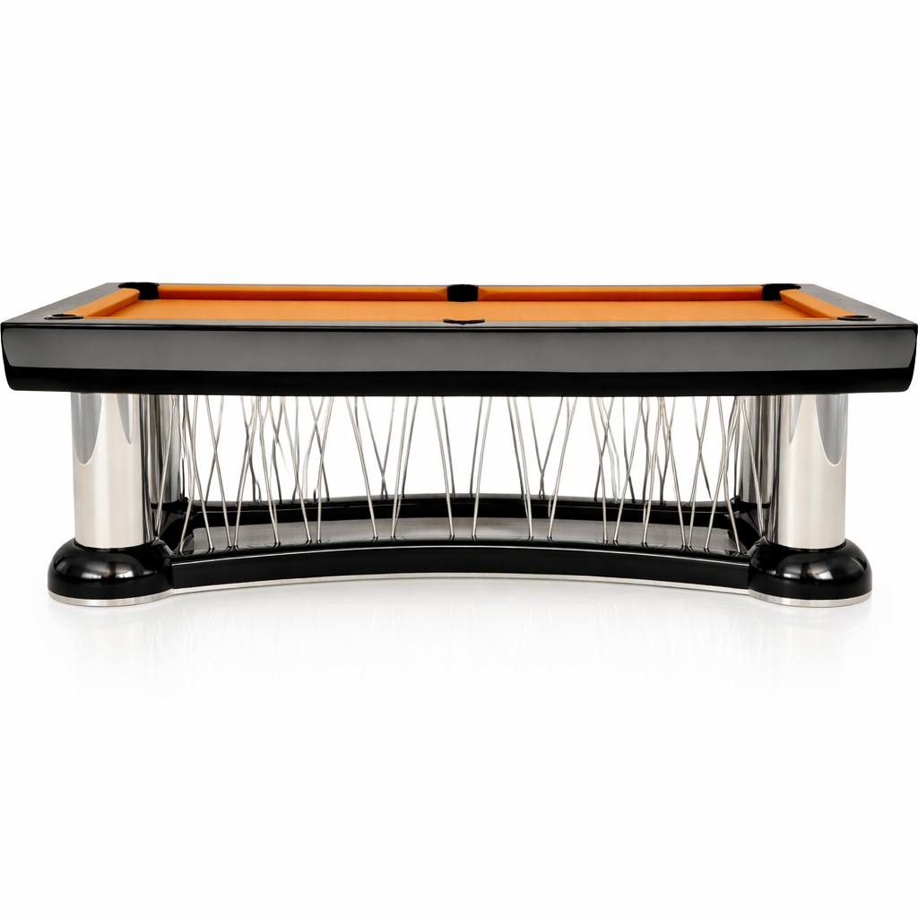 Luxury handmade wood and stainless steel pool table 