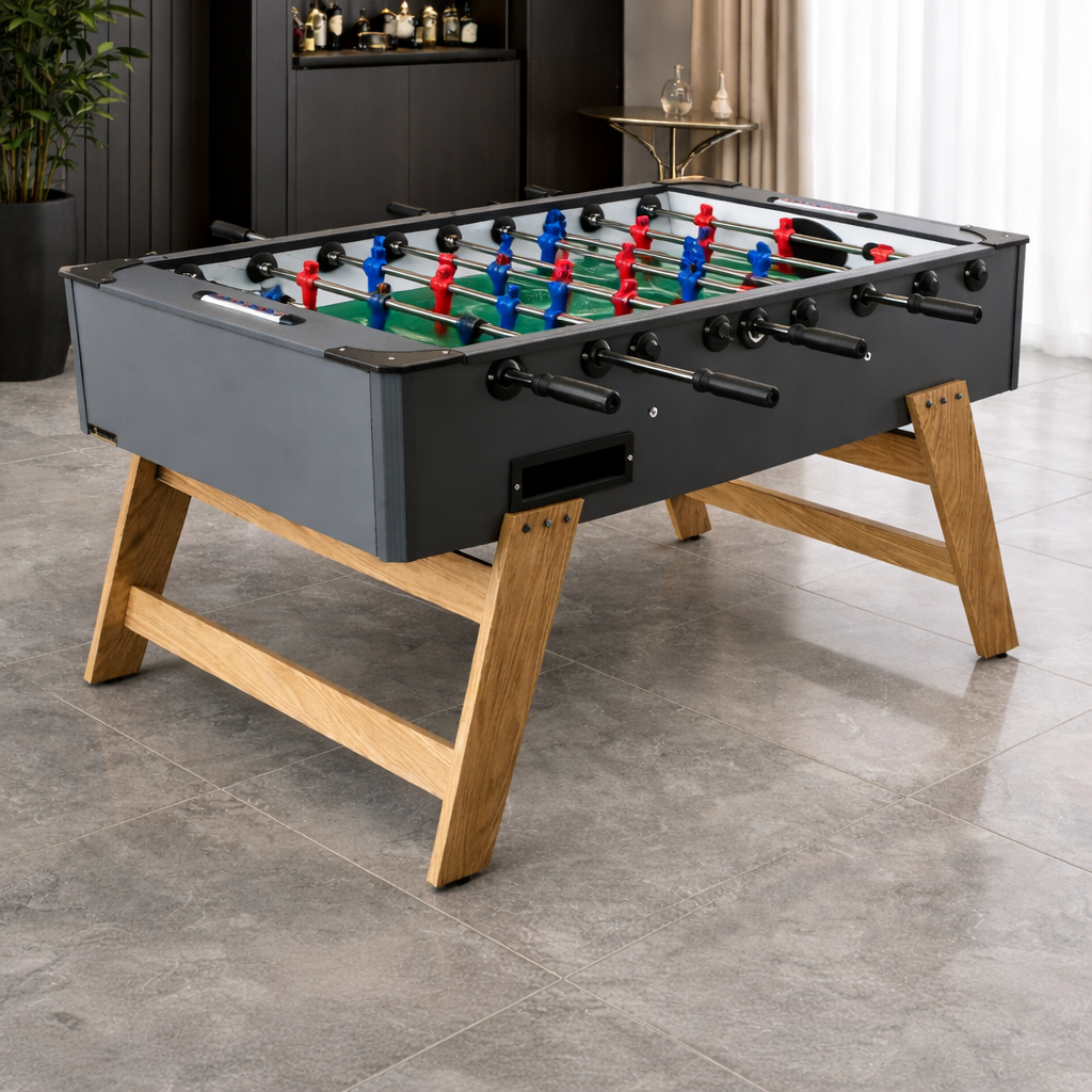 Luxury handmade fossball table in black wood by Koralturk 