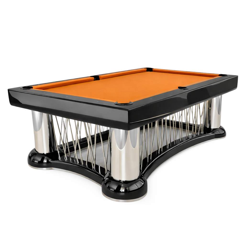 Luxury handmade wood and stainless steel pool table 