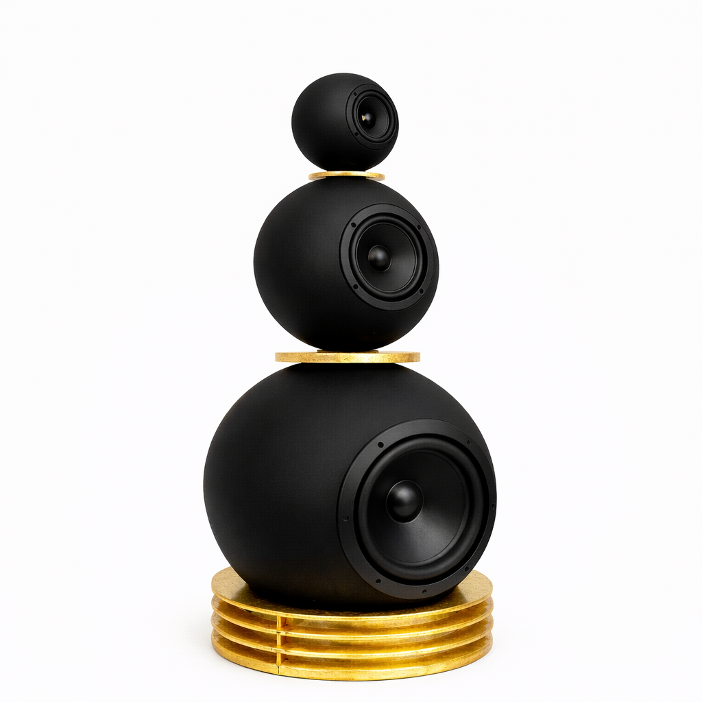 Handmade luxury italian speaker in black finish and gold leaf 24k