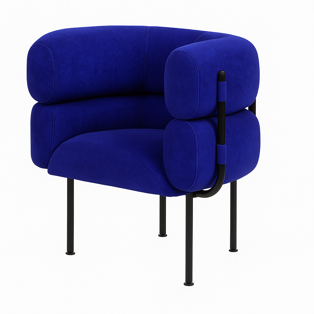 Armchair blue in fabric 