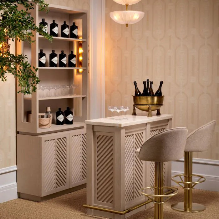 Eichholtz Dorland luxury bar stool with curved velvet seat