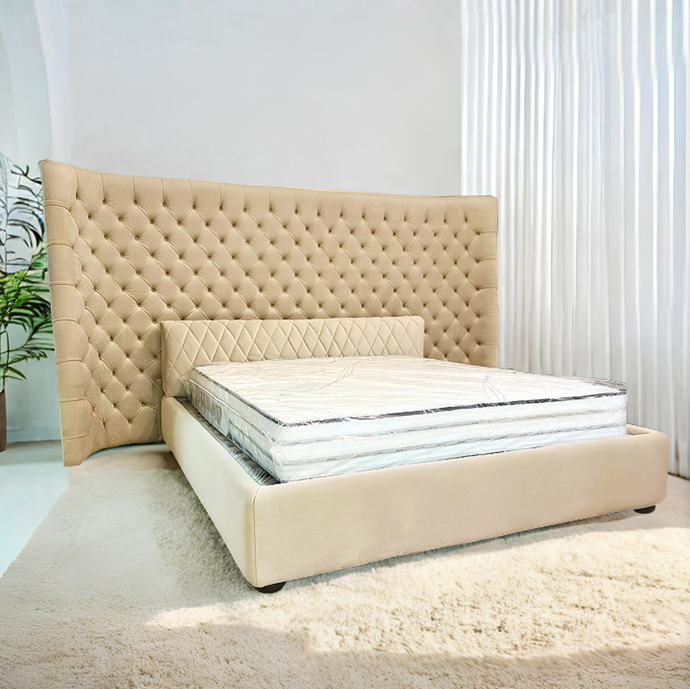 BED VIENNA - Bed Tufted Leather with Mattress