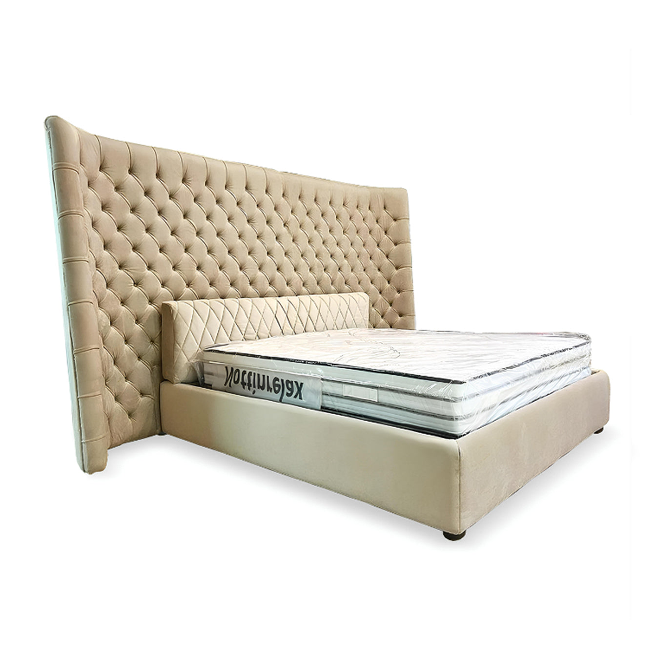 BED VIENNA - Bed Tufted Leather with Mattress