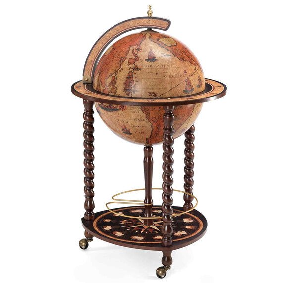 Zoffoli Explora Bar Globe luxury Italian handcrafted drinks cabinet with antique world map design and bottle storage for elegant home interiors