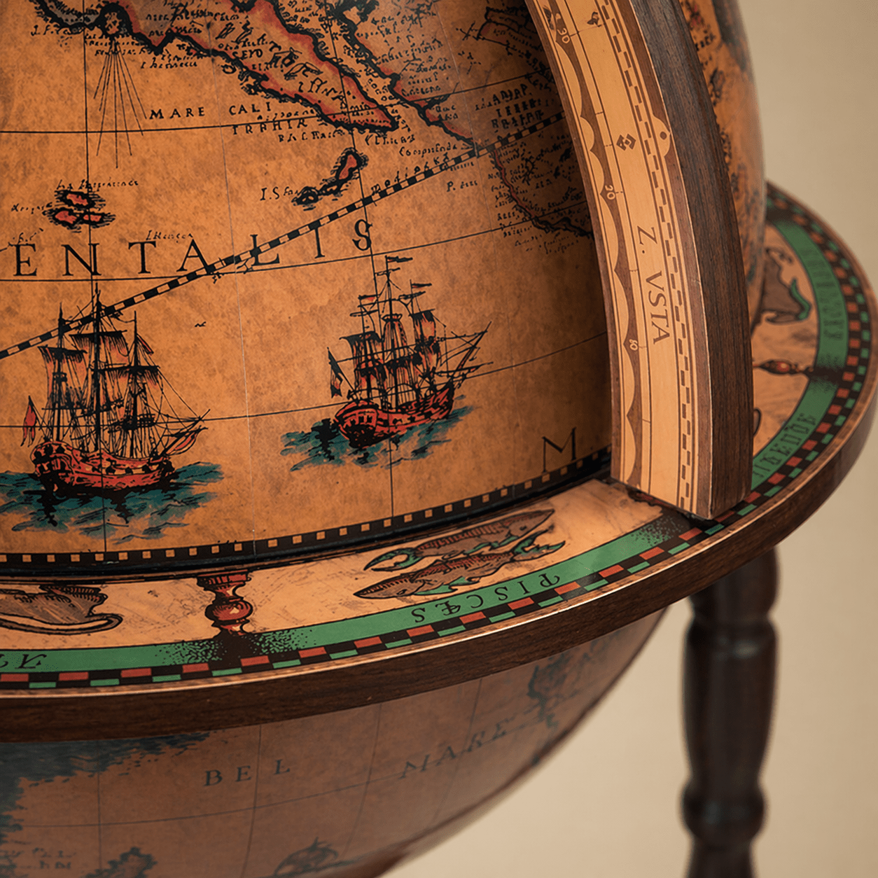 Zoffoli Giunone Bar Globe luxury Italian handcrafted drinks cabinet with antique world map design and bottle storage for elegant home interiors