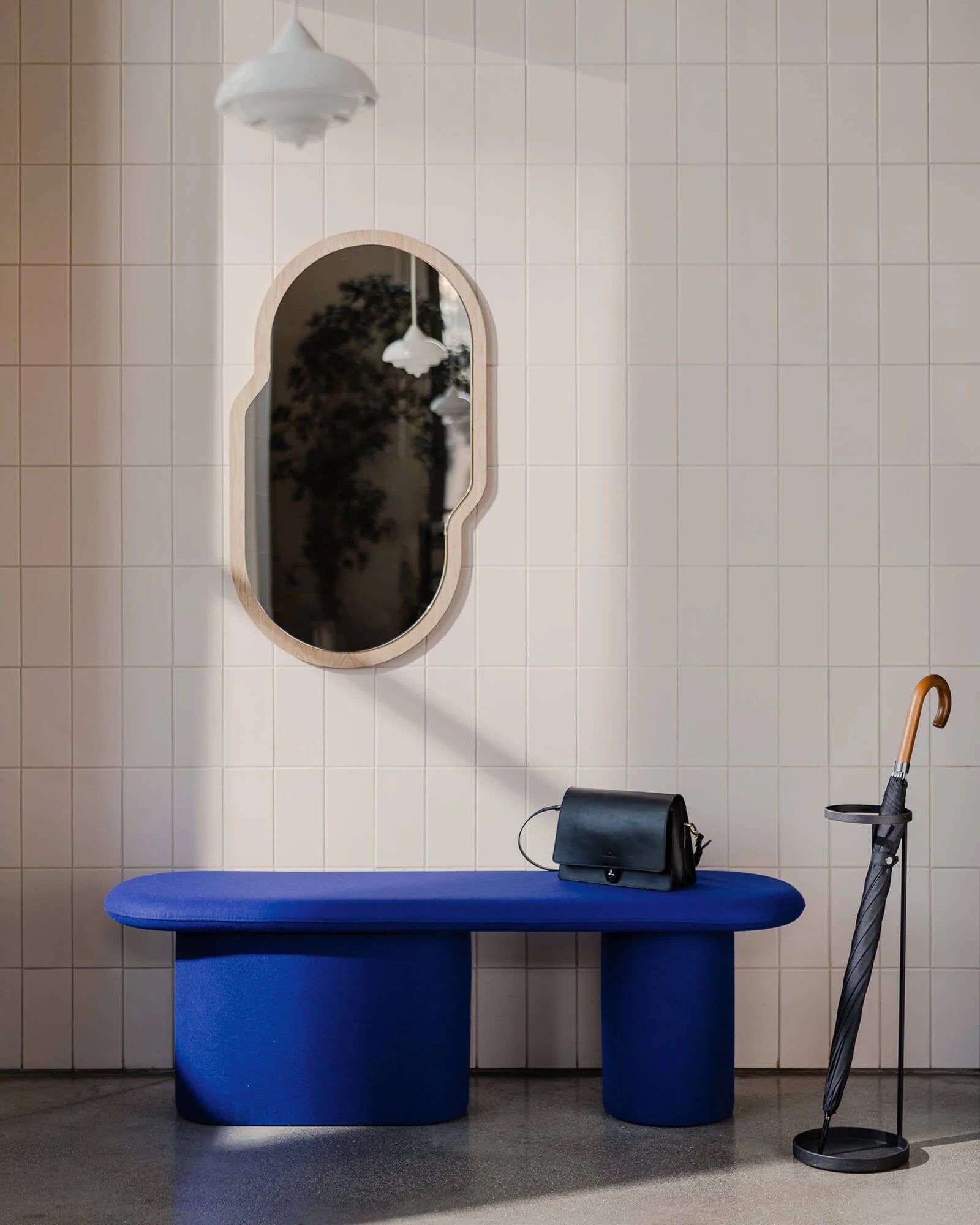 Noo.ma bench in fabric blue 