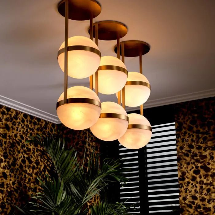 Eichholtz Ceiling Lamp Dover with white glass globes